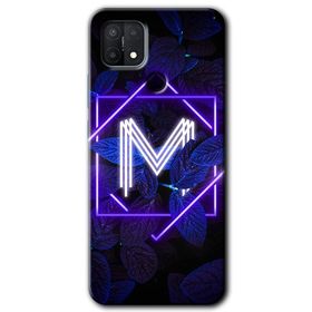 Oppo A15S Dark Neon Yaprak H Harfi Baskılı Uyumlu Silikon Kılıf