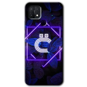 Oppo A15S Dark Neon Yaprak H Harfi Baskılı Uyumlu Silikon Kılıf