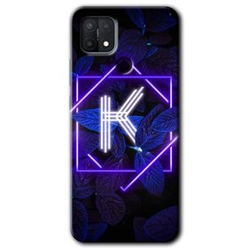 Oppo A15S Dark Neon Yaprak H Harfi Baskılı Uyumlu Silikon Kılıf