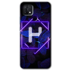 Oppo A15S Dark Neon Yaprak H Harfi Baskılı Uyumlu Silikon Kılıf