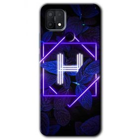 Oppo A15S Dark Neon Yaprak H Harfi Baskılı Uyumlu Silikon Kılıf