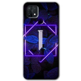 Oppo A15S Dark Neon Yaprak I Harfi Baskılı Uyumlu Silikon Kılıf