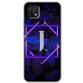 Oppo A15S Dark Neon Yaprak I Harfi Baskılı Uyumlu Silikon Kılıf