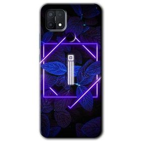 Oppo A15S Dark Neon Yaprak I Harfi Baskılı Uyumlu Silikon Kılıf