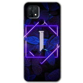 Oppo A15S Dark Neon Yaprak I Harfi Baskılı Uyumlu Silikon Kılıf