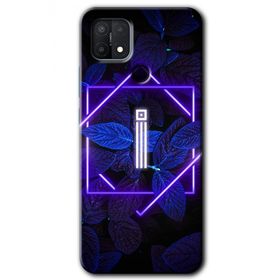 Oppo A15S Dark Neon Yaprak I Harfi Baskılı Uyumlu Silikon Kılıf
