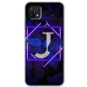 Oppo A15S Dark Neon Yaprak J Harfi Baskılı Uyumlu Silikon Kılıf