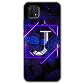 Oppo A15S Dark Neon Yaprak J Harfi Baskılı Uyumlu Silikon Kılıf