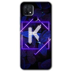 Oppo A15S Dark Neon Yaprak K Harfi Baskılı Uyumlu Silikon Kılıf