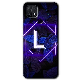 Oppo A15S Dark Neon Yaprak L Harfi Baskılı Uyumlu Silikon Kılıf
