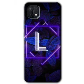 Oppo A15S Dark Neon Yaprak L Harfi Baskılı Uyumlu Silikon Kılıf
