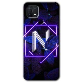 Oppo A15S Dark Neon Yaprak N Harfi Baskılı Uyumlu Silikon Kılıf