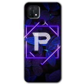 Oppo A15S Dark Neon Yaprak P Harfi Baskılı Uyumlu Silikon Kılıf