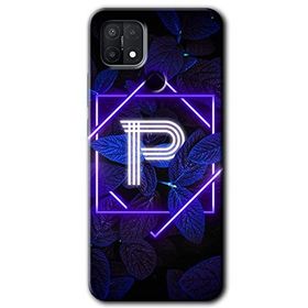 Oppo A15S Dark Neon Yaprak P Harfi Baskılı Uyumlu Silikon Kılıf