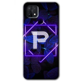 Oppo A15S Dark Neon Yaprak P Harfi Baskılı Uyumlu Silikon Kılıf