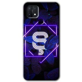 Oppo A15S Dark Neon Yaprak S Harfi Baskılı Uyumlu Silikon Kılıf