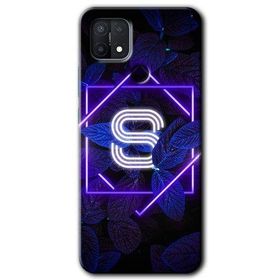 Oppo A15S Dark Neon Yaprak S Harfi Baskılı Uyumlu Silikon Kılıf