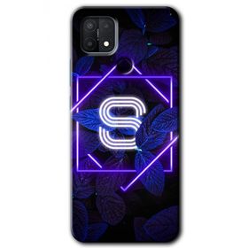 Oppo A15S Dark Neon Yaprak S Harfi Baskılı Uyumlu Silikon Kılıf