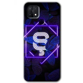 Oppo A15S Dark Neon Yaprak S Harfi Baskılı Uyumlu Silikon Kılıf