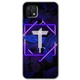 Oppo A15S Dark Neon Yaprak T Harfi Baskılı Uyumlu Silikon Kılıf