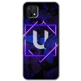 Oppo A15S Dark Neon Yaprak U Harfi Baskılı Uyumlu Silikon Kılıf