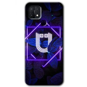 Oppo A15S Dark Neon Yaprak U Harfi Baskılı Uyumlu Silikon Kılıf