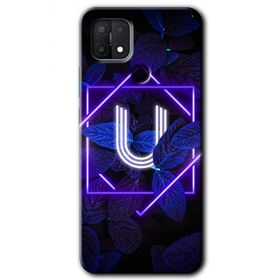 Oppo A15S Dark Neon Yaprak U Harfi Baskılı Uyumlu Silikon Kılıf