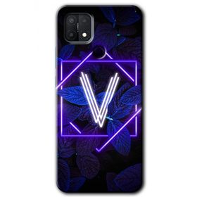 Oppo A15S Dark Neon Yaprak V Harfi Baskılı Uyumlu Silikon Kılıf