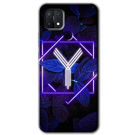 Oppo A15S Dark Neon Yaprak Y Harfi Baskılı Uyumlu Silikon Kılıf