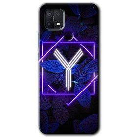 Oppo A15S Dark Neon Yaprak Y Harfi Baskılı Uyumlu Silikon Kılıf