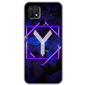 Oppo A15S Dark Neon Yaprak Y Harfi Baskılı Uyumlu Silikon Kılıf