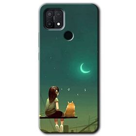 Oppo A15S Kedili Kız Baskılı Uyumlu Silikon Kılıf
