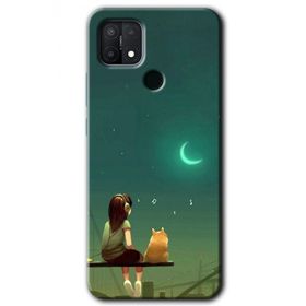 Oppo A15S Kedili Kız Baskılı Uyumlu Silikon Kılıf