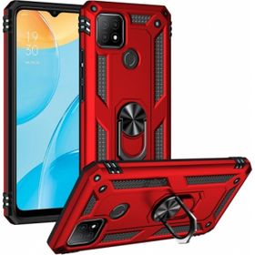 Oppo A15s Kırmızı Kılıf Zırhlı Standlı Mıknatıslı Tank Kapak