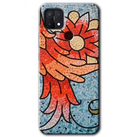 Oppo A15S Mozaik Çiçek Baskılı Uyumlu Silikon Kılıf