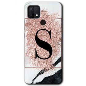 Oppo A15S Pembe Mermer Desenli Ş Harfi Baskılı Uyumlu Silikon Kılıf