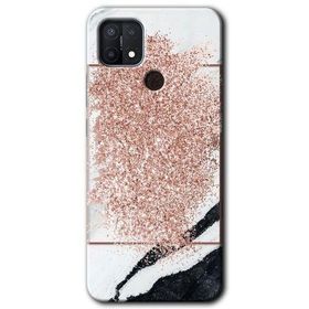 Oppo A15S Simli Mermer Baskılı Uyumlu Silikon Kılıf