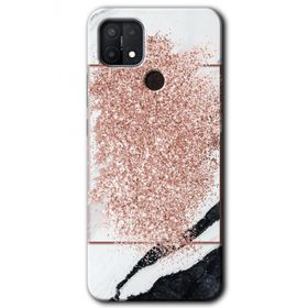 Oppo A15S Simli Mermer Baskılı Uyumlu Silikon Kılıf