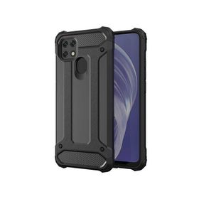 Oppo A15s Siyah Kılıf Zırhlı Standlı Mıknatıslı Tank Kapak