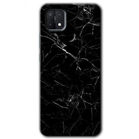 Oppo A15S Siyah Mermer Baskılı Uyumlu Silikon Kılıf