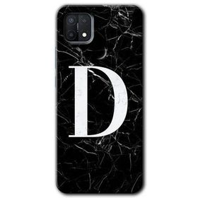Oppo A15S Siyah Mermer Desenli D Harfi Baskılı Uyumlu Silikon Kılıf