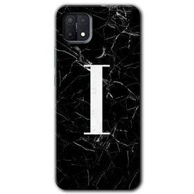 Oppo A15S Siyah Mermer Desenli F Harfi Baskılı Uyumlu Silikon Kılıf