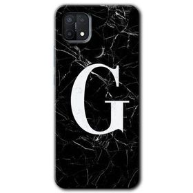 Oppo A15S Siyah Mermer Desenli G Harfi Baskılı Uyumlu Silikon Kılıf