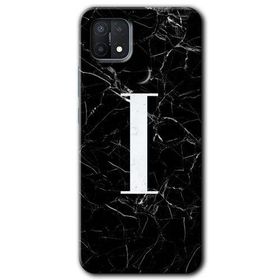 Oppo A15S Siyah Mermer Desenli İ Harfi Baskılı Uyumlu Silikon Kılıf