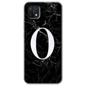 Oppo A15S Siyah Mermer Desenli O Harfi Baskılı Uyumlu Silikon Kılıf