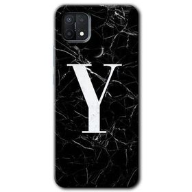 Oppo A15S Siyah Mermer Desenli Y Harfi Baskılı Uyumlu Silikon Kılıf