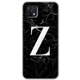 Oppo A15S Siyah Mermer Desenli Z Harfi Baskılı Uyumlu Silikon Kılıf