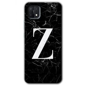 Oppo A15S Siyah Mermer Desenli Z Harfi Baskılı Uyumlu Silikon Kılıf