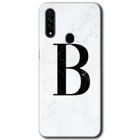 Oppo A31 Beyaz Mermer Desenli B Harfi Baskılı Uyumlu Silikon Kılıf