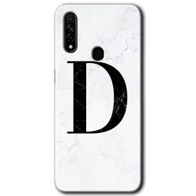 Oppo A31 Beyaz Mermer Desenli D Harfi Baskılı Uyumlu Silikon Kılıf